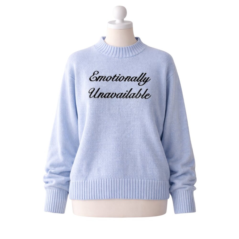 NWT Wild Fable Women Knit Sweater Blue “Emotionally Unavailable” – Size S